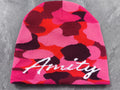 AMITY Cursive “Scarlet Camo” Beanie