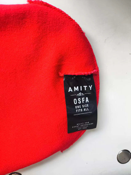 AMITY Cursive “Scarlet Camo” Beanie