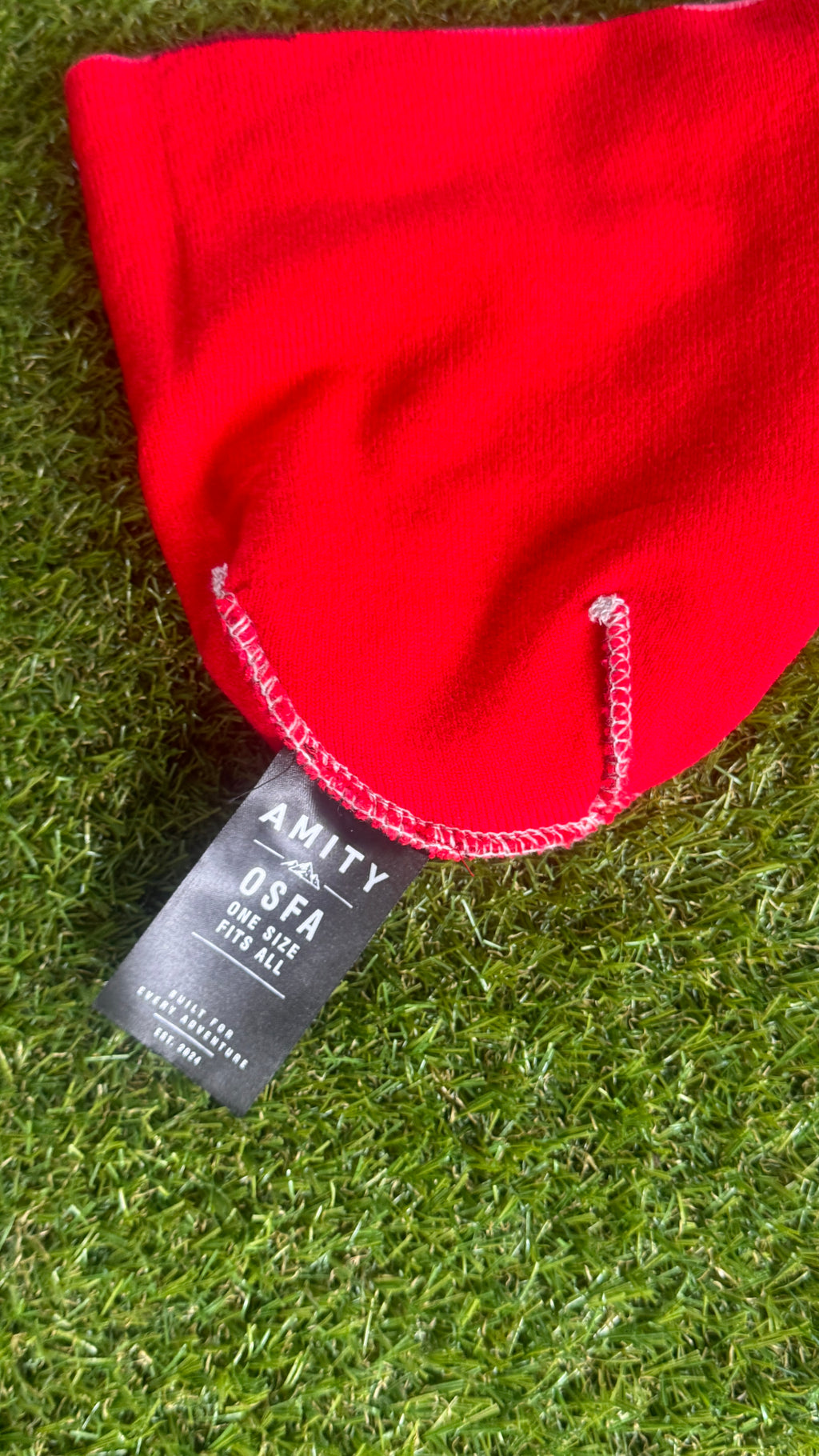 AMITY Cursive “Scarlet Camo” Beanie